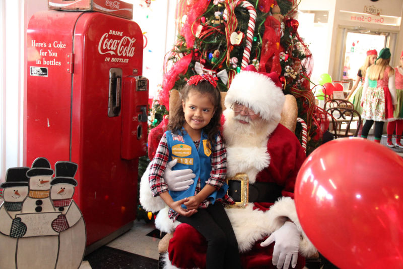Girl sitting on santa's lap for a picture